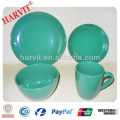 New China Coupe Shape Dark Green Stoneware Dinner Sets Products For Sale